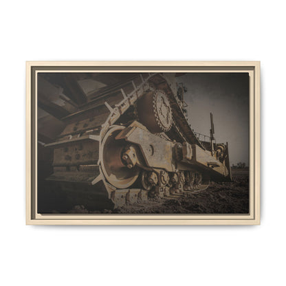 D8 Dramatic Dozer Track | Dark Gray |  Framed Wall art on Stretched Canvas