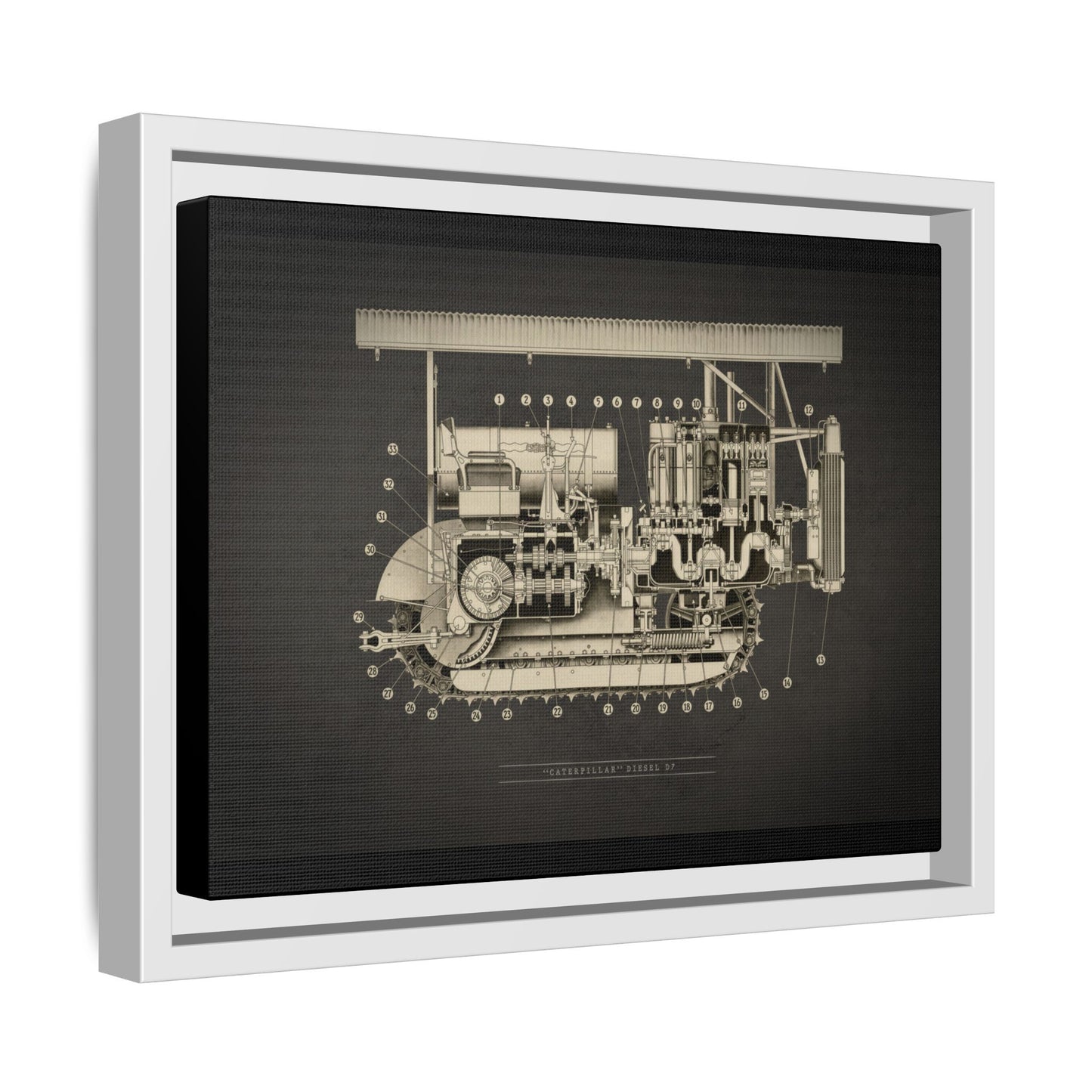 Vintage D7 Crawler Cutaway | Framed Wall Art on Matte Canvas