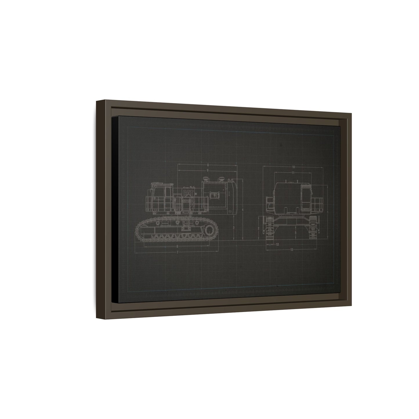 601 Excavator Drawing, Framed Wall Art on Canvas