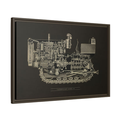 Vintage D4Tractor Crawler Cutaway Drawing | Framed Wall Art on Canvas