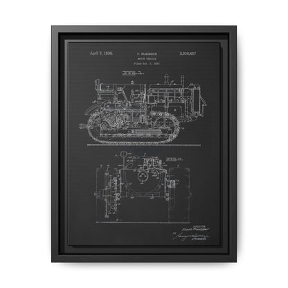 Vintage Dozer Rudiger Patent Drawing, Framed Wall Art on Canvas