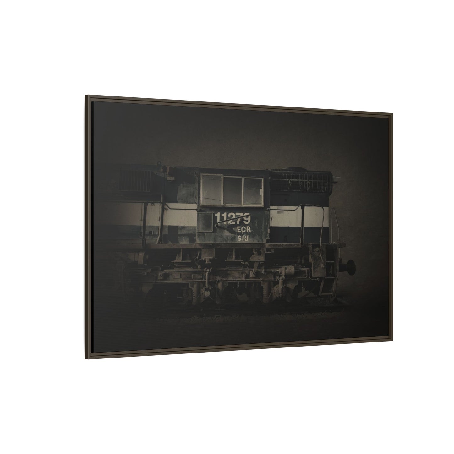 Vintage Diesel Locomotive Engine Matte Canvas Framed