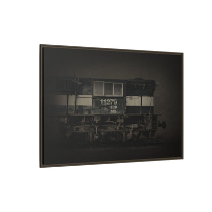 Vintage Diesel Locomotive Engine Matte Canvas Framed