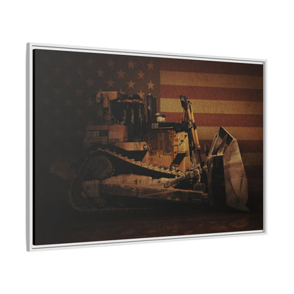 Patriotic D10T Classic Dozer | Framed Wall Art on Stretched Canvas