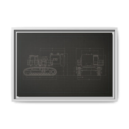 601 Excavator Drawing, Framed Wall Art on Canvas