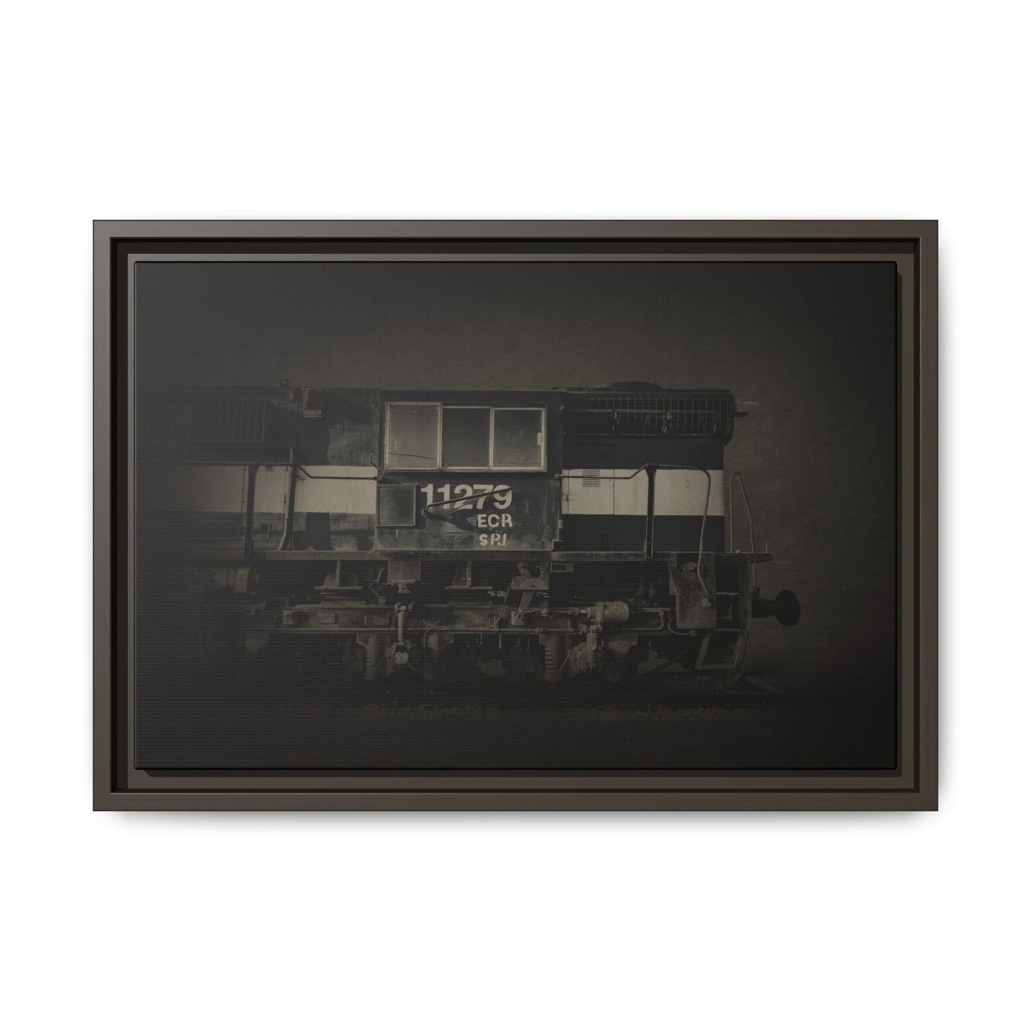 Vintage Diesel Locomotive Engine Matte Canvas Framed