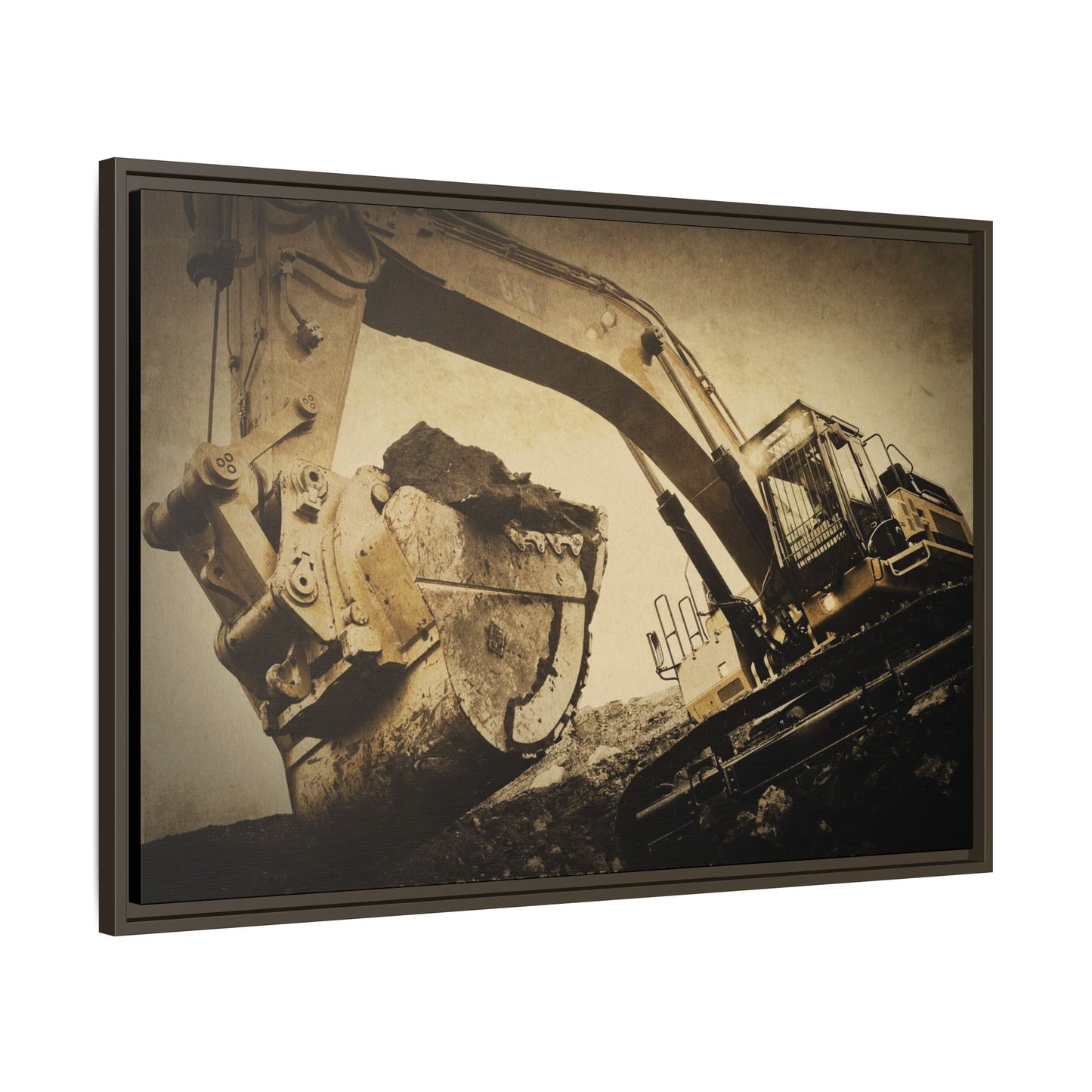 Reaching for Rocks Excavator  | Photo Art on Framed Canvas