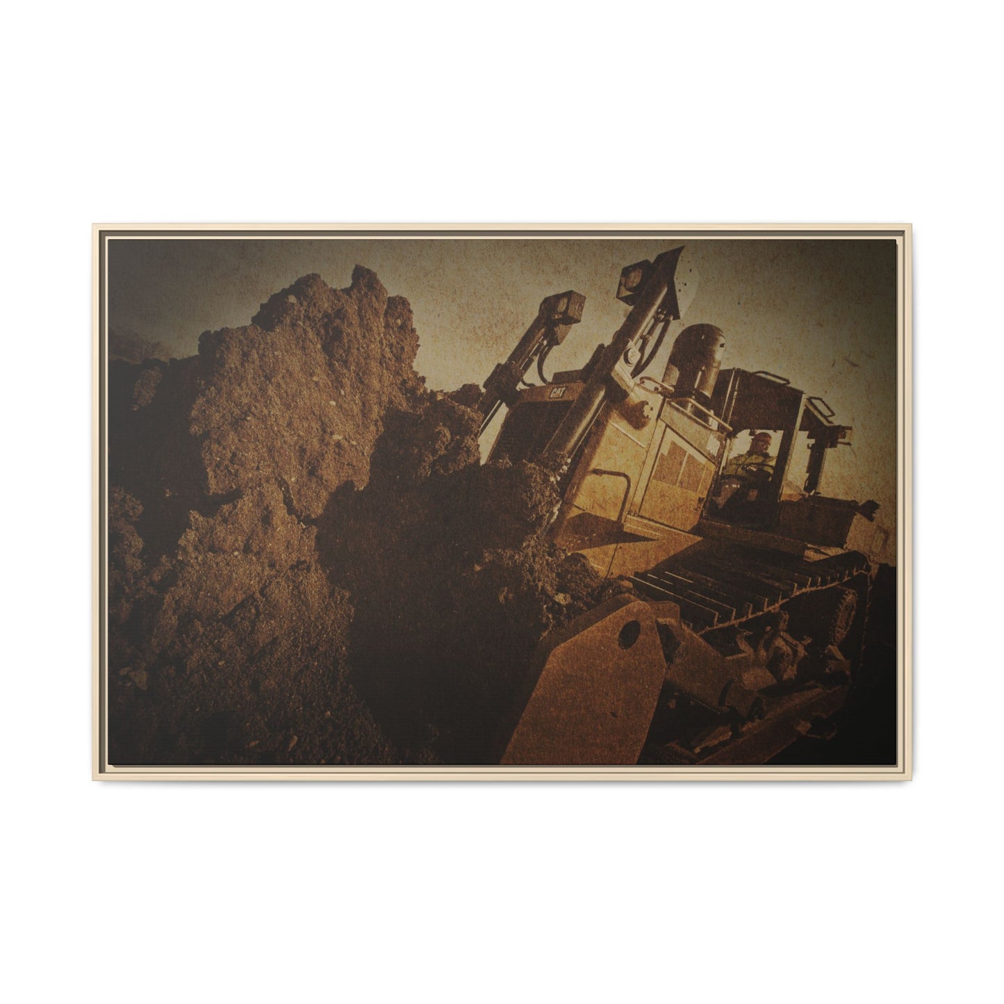 Big Dirt D8 Dozer Action| Gold | Framed | Wall Art on Stretched Canvas