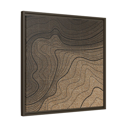 Topographic Lines Abstract Wall Art on Framed Canvas