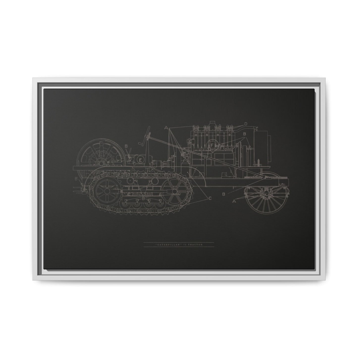 Vintage HOLT Tractor Patent Drawing Industrial Artwork | Framed Wall Art on Stretched Canvas