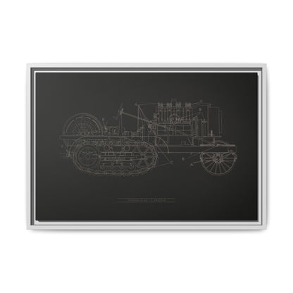 Vintage HOLT Tractor Patent Drawing Industrial Artwork | Framed Wall Art on Stretched Canvas