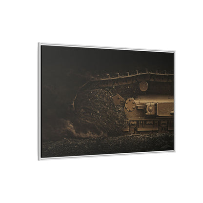 D7E Dozer Undercarriage Action | Framed Wall Art on Stretched Canvas