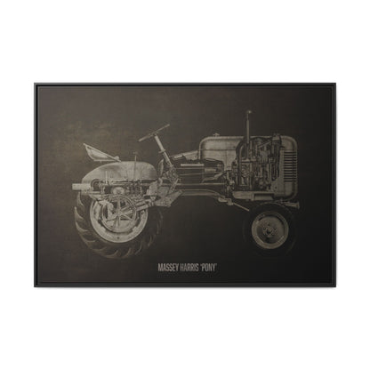 Vintage Massey Harris Pony Cutaway Drawing | Framed Wall Art on Stretched Canvas | Industrial Artwork