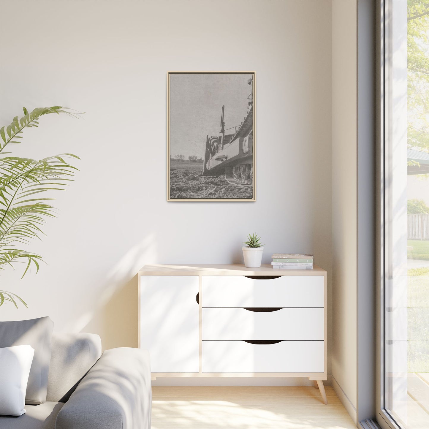 Epic D8 Dozer Triptych | Light Gray | Left Panel | Jondo | Matte Canvas Print (Framed)
