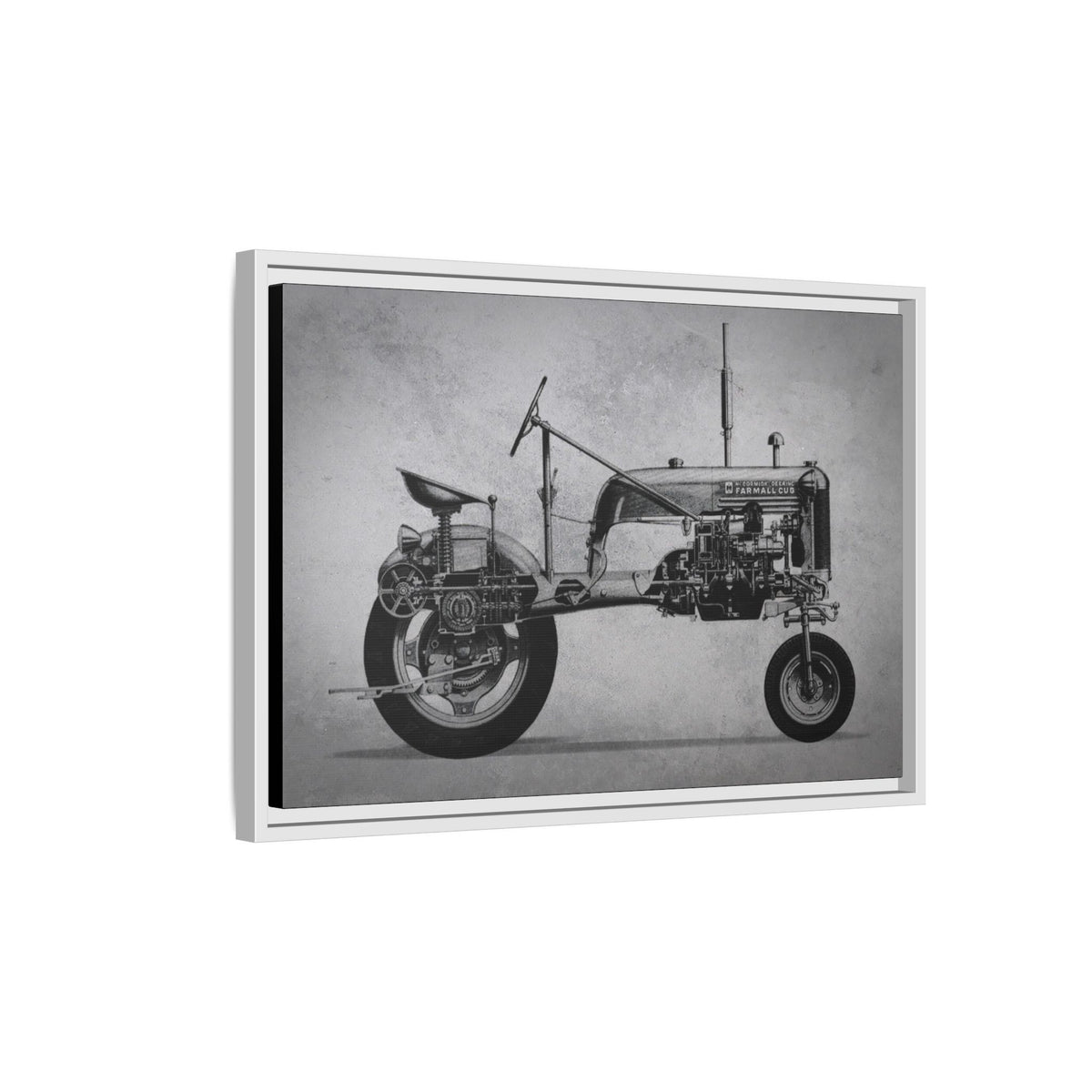 Vintage Farmall Pony Cutaway Drawing | Framed Wall Art on Canvas