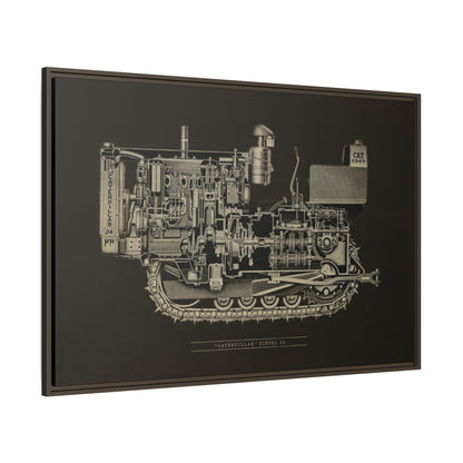 Vintage D4Tractor Crawler Cutaway Drawing | Framed Wall Art on Canvas