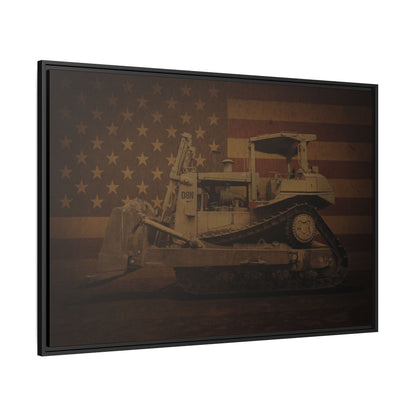 Patriotic D8N Classic Dozer | Framed Wall Art on Stretched Canvas