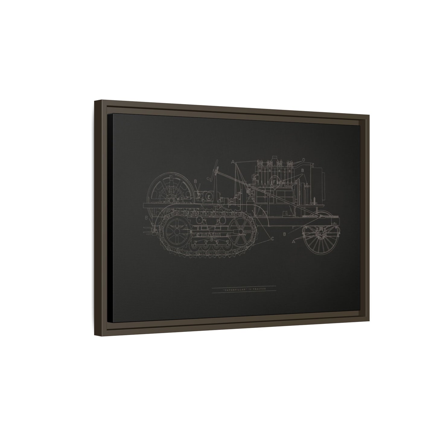 Vintage HOLT Tractor Patent Drawing Industrial Artwork | Framed Wall Art on Stretched Canvas