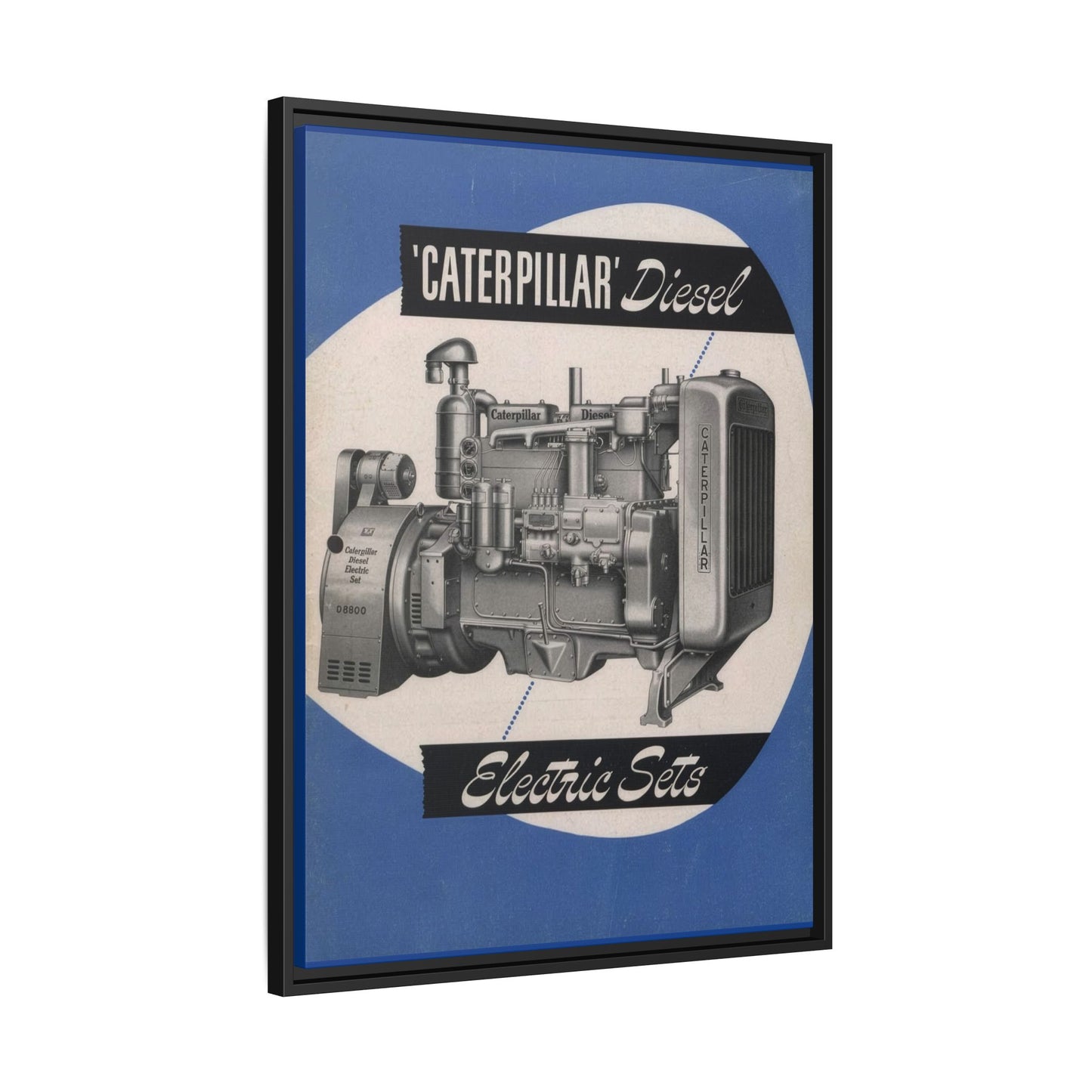 Diesel Electric Generator Vintage Dealership Sign on Framed  Matte Canvas