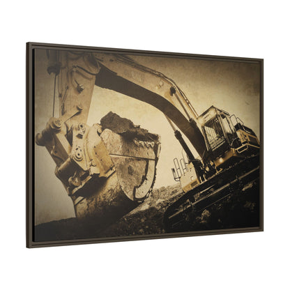 Reaching for Rocks Excavator  | Photo Art on Framed Canvas
