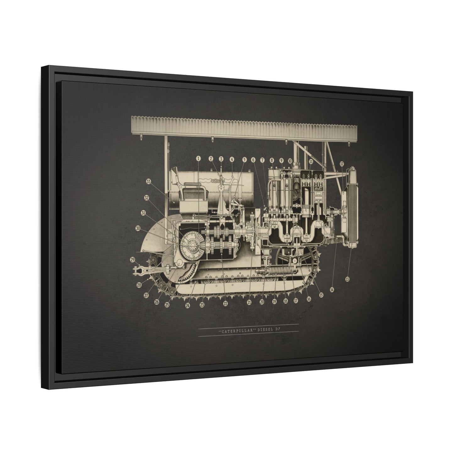 Vintage D7 Crawler Cutaway | Framed Wall Art on Matte Canvas