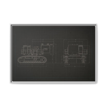 601 Excavator Drawing, Framed Wall Art on Canvas