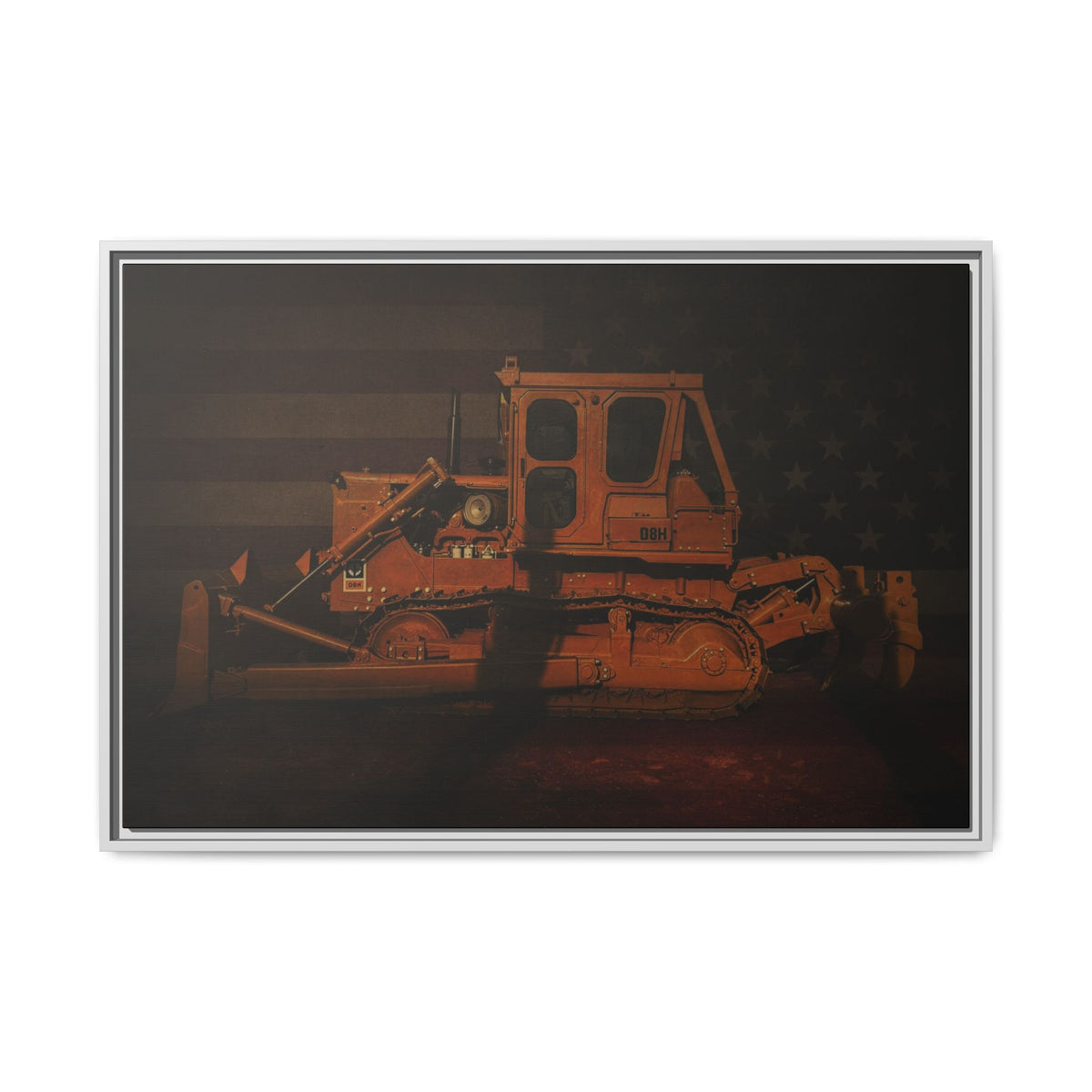 Patriotic D8H Classic Dozer | Framed Wall Art on Stretched Canvas