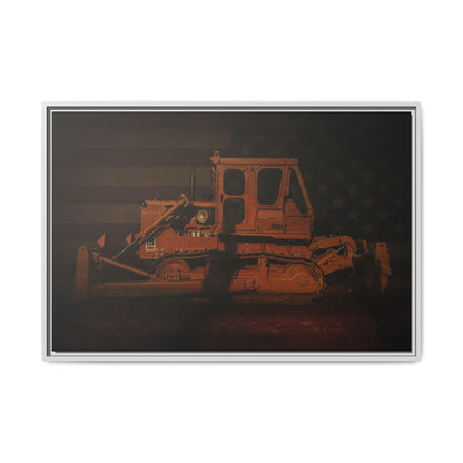 Patriotic D8H Classic Dozer | Framed Wall Art on Stretched Canvas