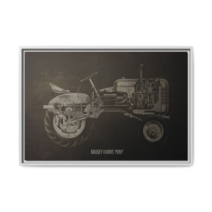 Vintage Massey Harris Pony Cutaway Drawing | Framed Wall Art on Stretched Canvas | Industrial Artwork
