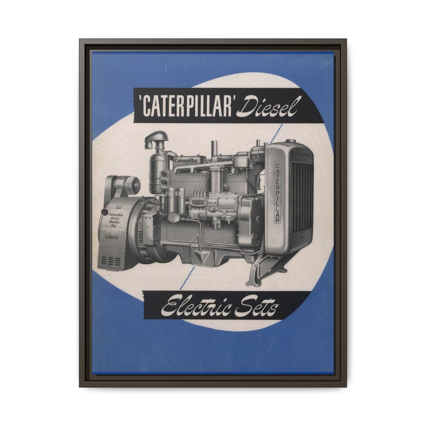 Diesel Electric Generator Vintage Dealership Sign on Framed  Matte Canvas