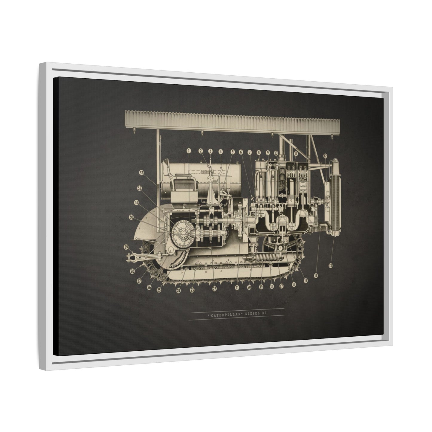 Vintage D7 Crawler Cutaway | Framed Wall Art on Matte Canvas