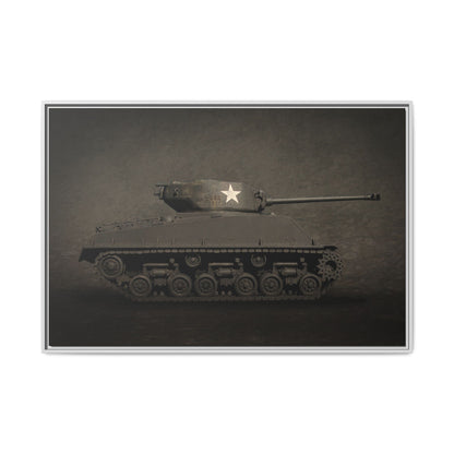 Vintage WWII  Sherman Tank, Single Star, Photo Wall Art on Framed Canvas