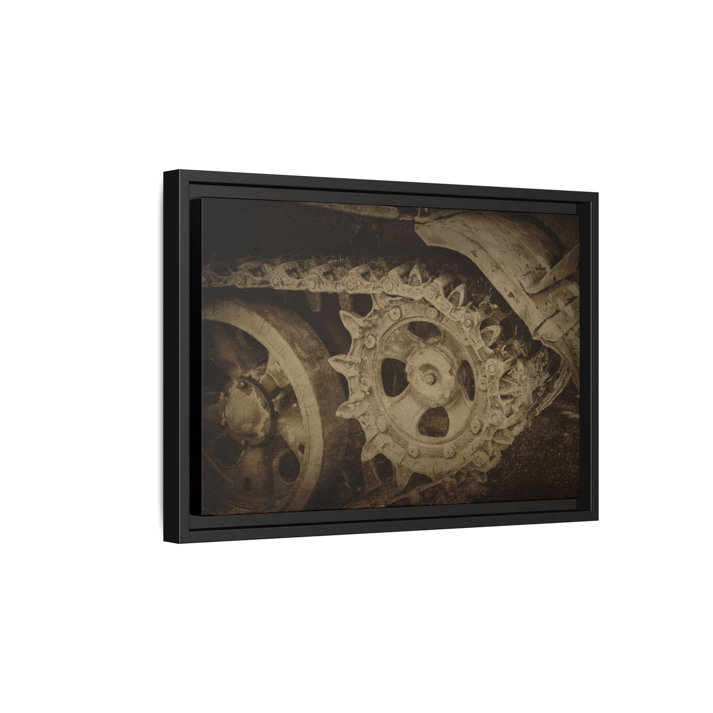 Treaded Tracks Close Up | Framed Wall Art on Stretched Canvas