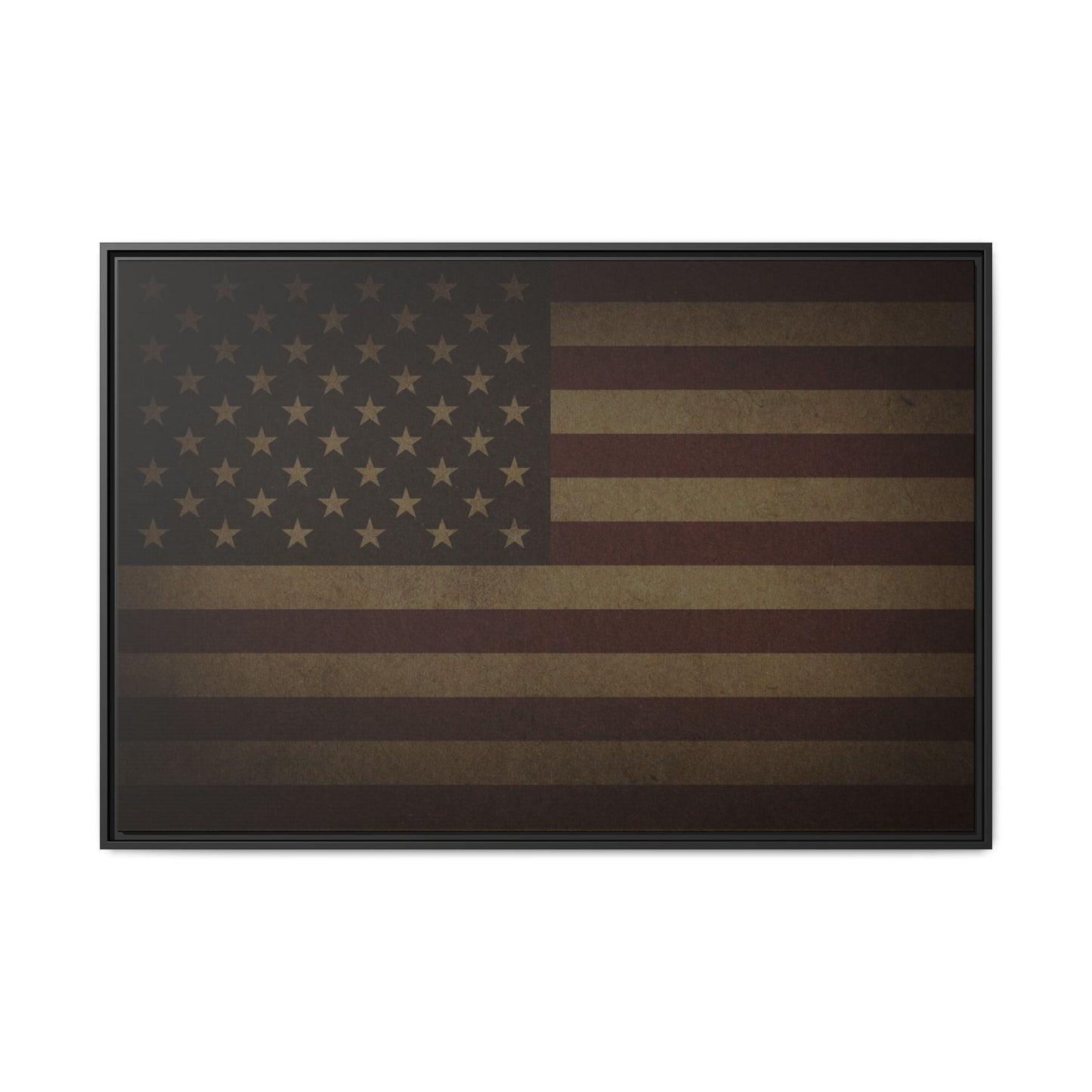 Dark Mood American Flag | Framed Wall Art on Canvas