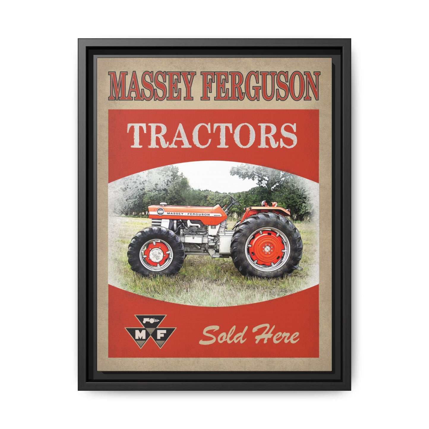 Massey Tractors Sold Here Vintage Advertisement Wall Art on Framed Canvas