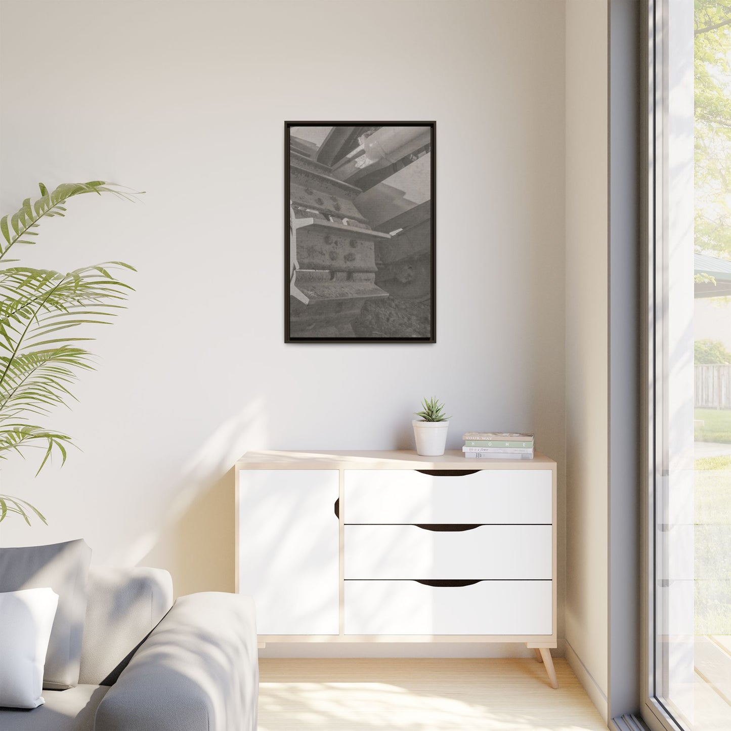 Epic D8 Dozer Triptych | Light Gray | Right  Panel | Jondo | Matte Canvas Print (Framed)