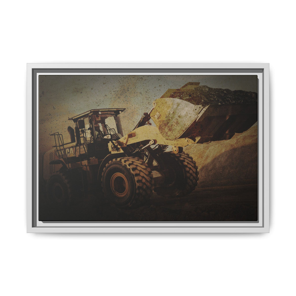960K Dramatic Loader Action | Framed Wall Art on Stretched Canvas