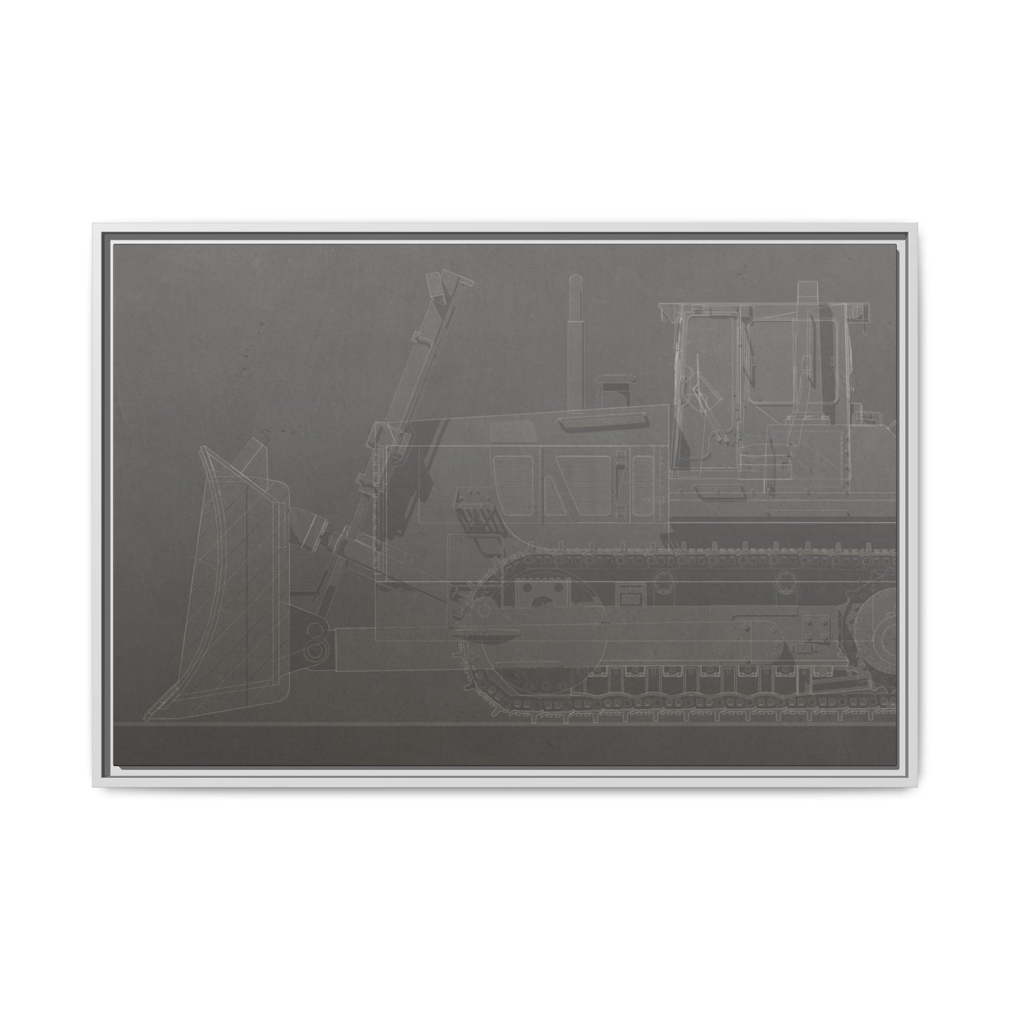 D2 Dozer Side View Technical Drawing | Framed Photo Wall Art on Canvas