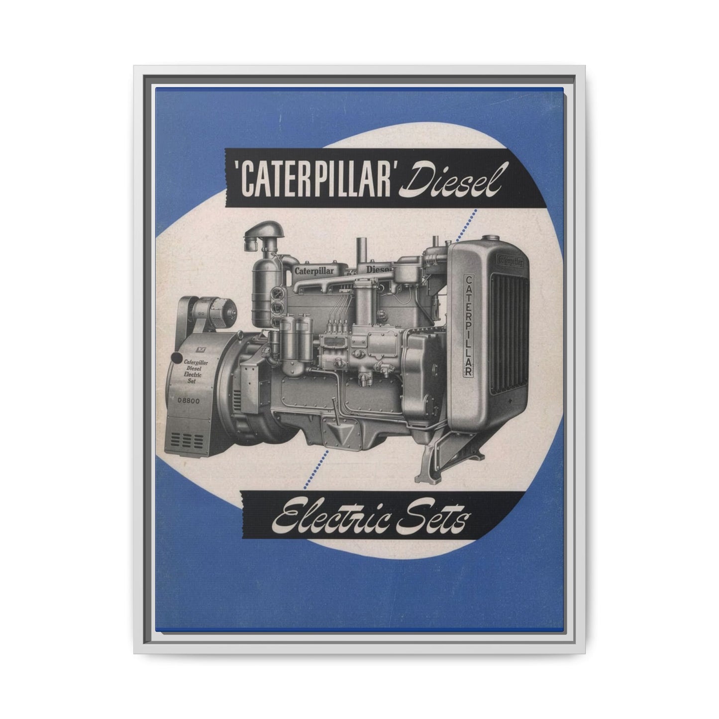 Diesel Electric Generator Vintage Dealership Sign on Framed  Matte Canvas