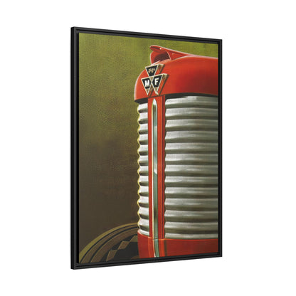 Vintage Red Tractor Grill Matte Canvas Framed | Farm Machinery Wall Art