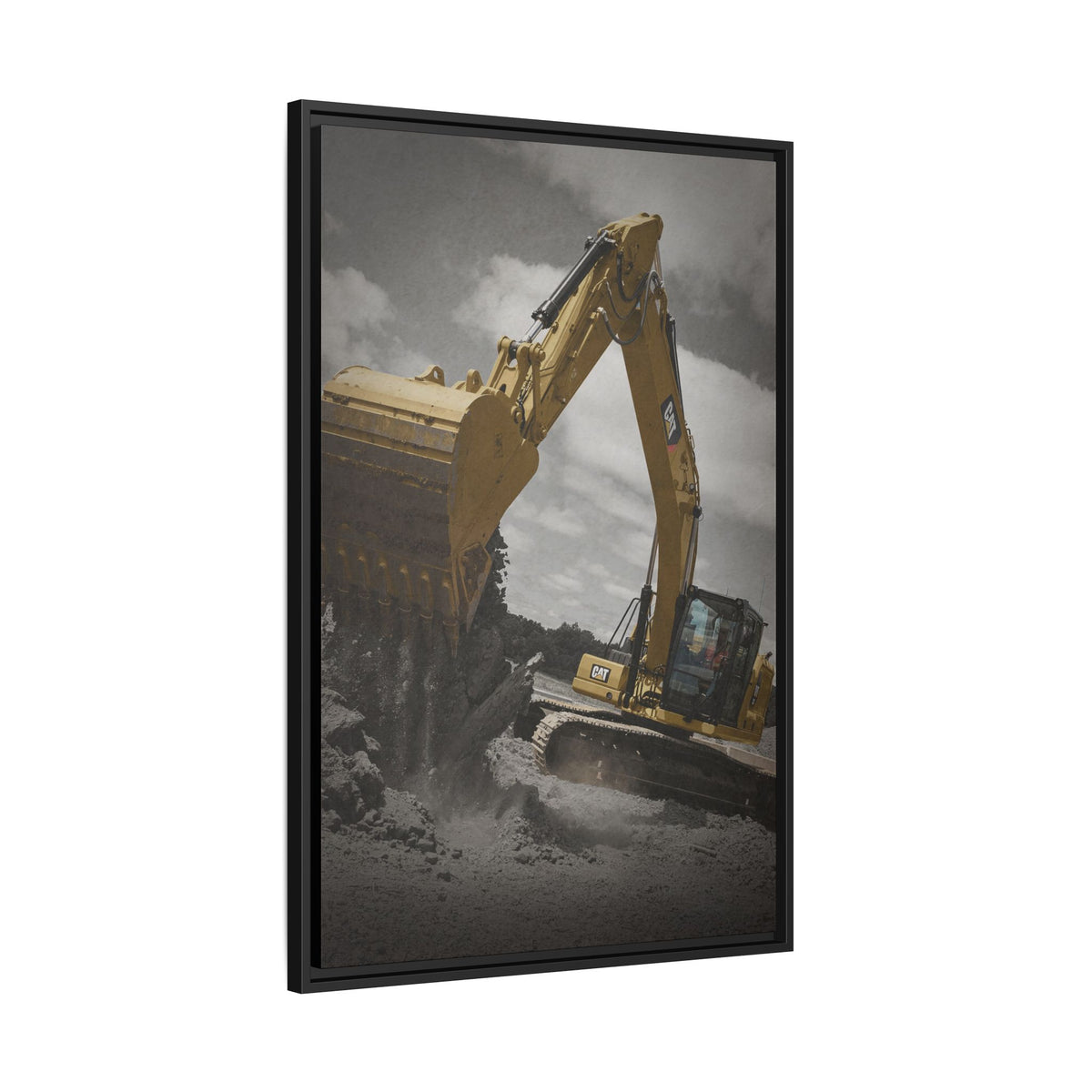 CAT 320 Excavator | Framed Wall Art on Stretched Canvas
