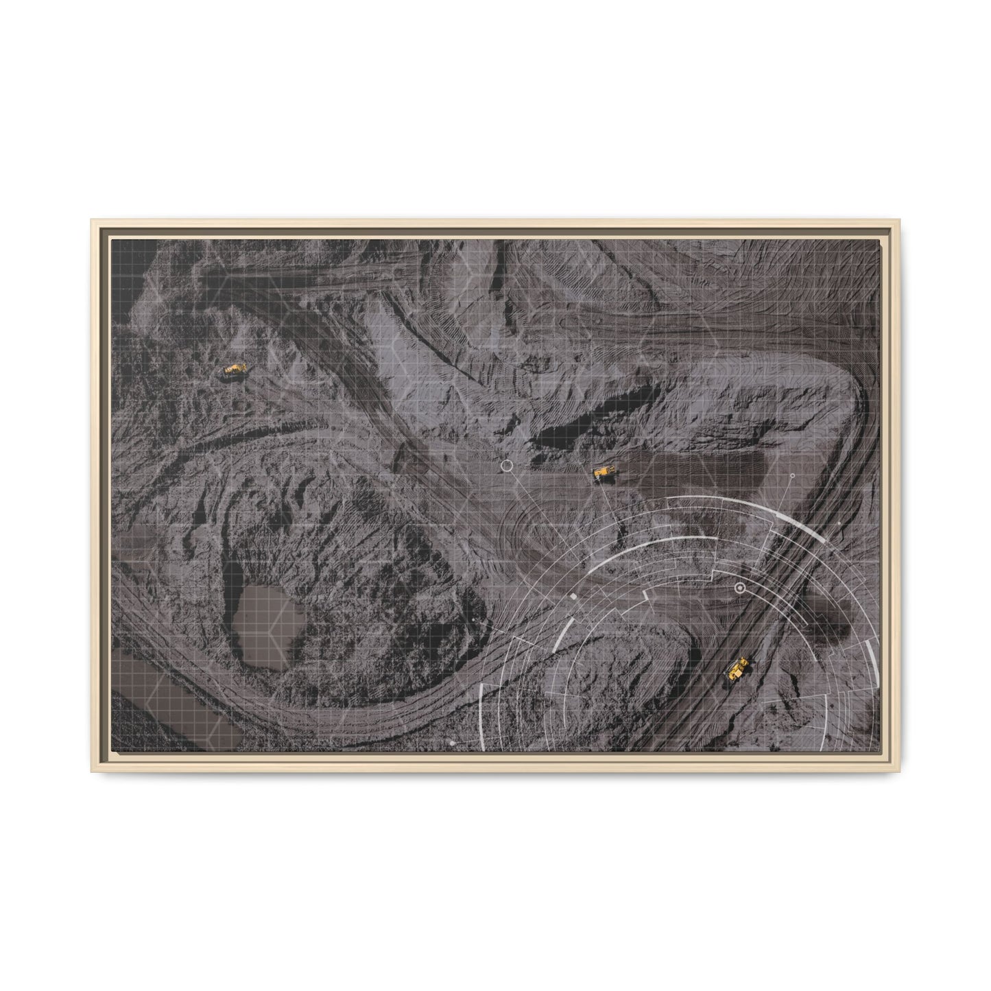Drone Mining Construction Site - Photo Art Framed on Stretched Canvas