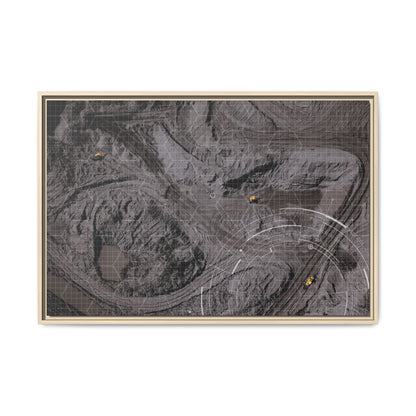 Drone Mining Construction Site - Photo Art Framed on Stretched Canvas