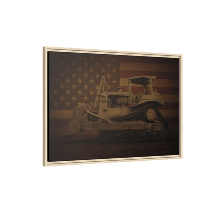 Patriotic D8N Classic Dozer | Framed Wall Art on Stretched Canvas