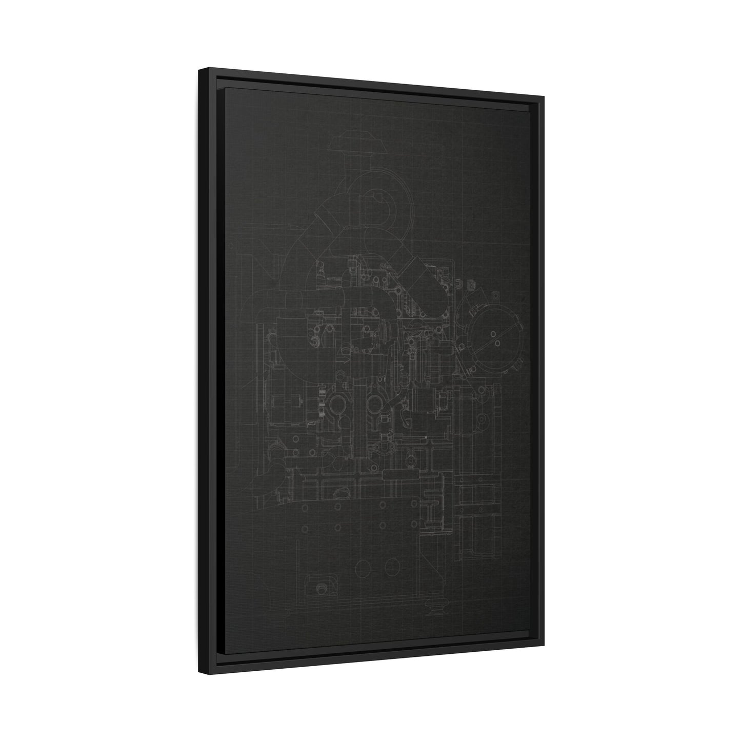 Heavy Equipment Engine Schematic Drawing – Framed Wall Art on Canvas