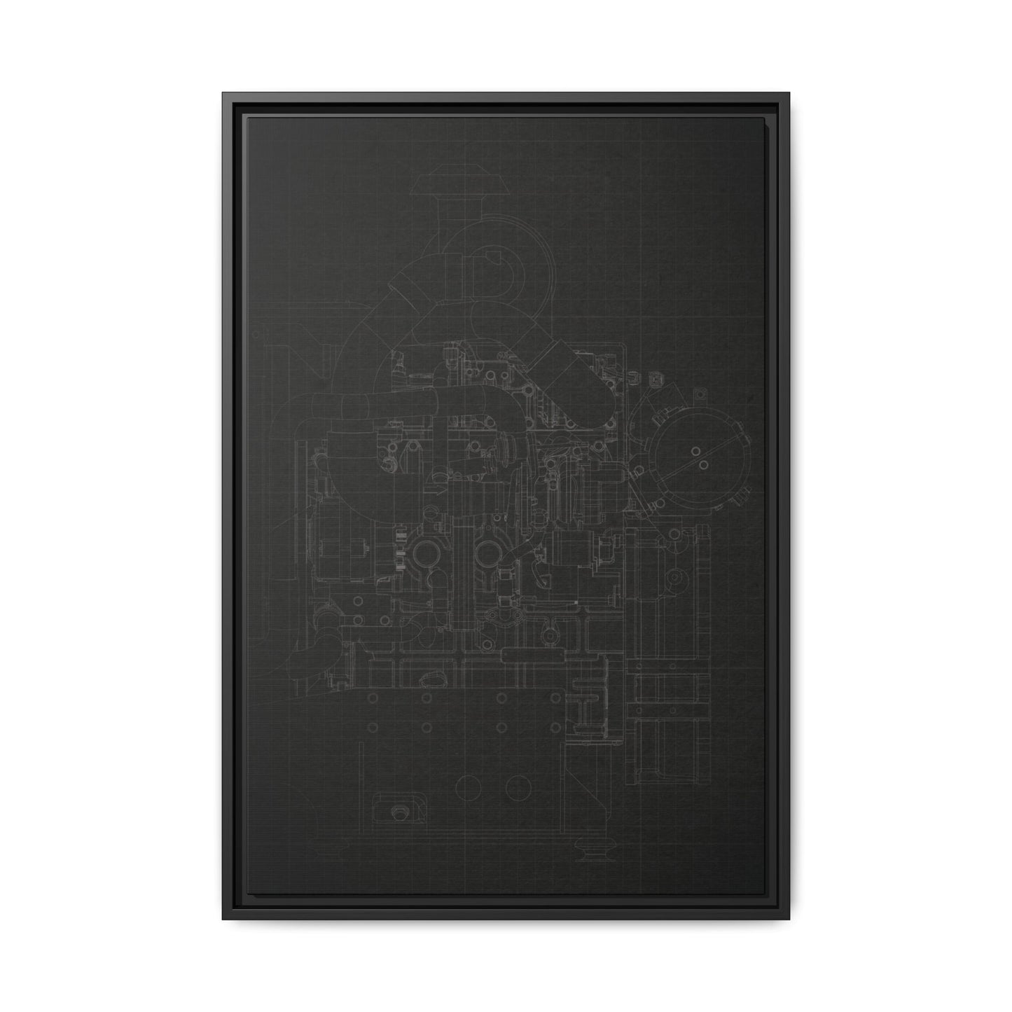 Heavy Equipment Engine Schematic Drawing – Framed Wall Art on Canvas