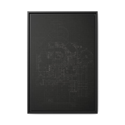 Heavy Equipment Engine Schematic Drawing – Framed Wall Art on Canvas
