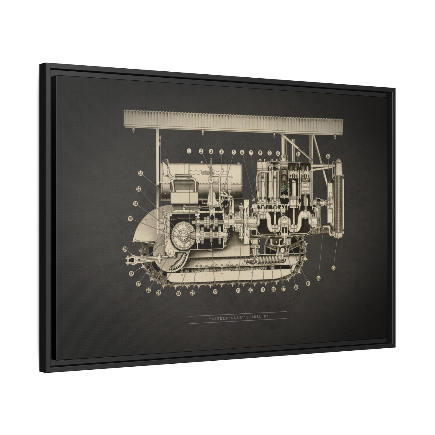 Vintage D7 Crawler Cutaway | Framed Wall Art on Matte Canvas