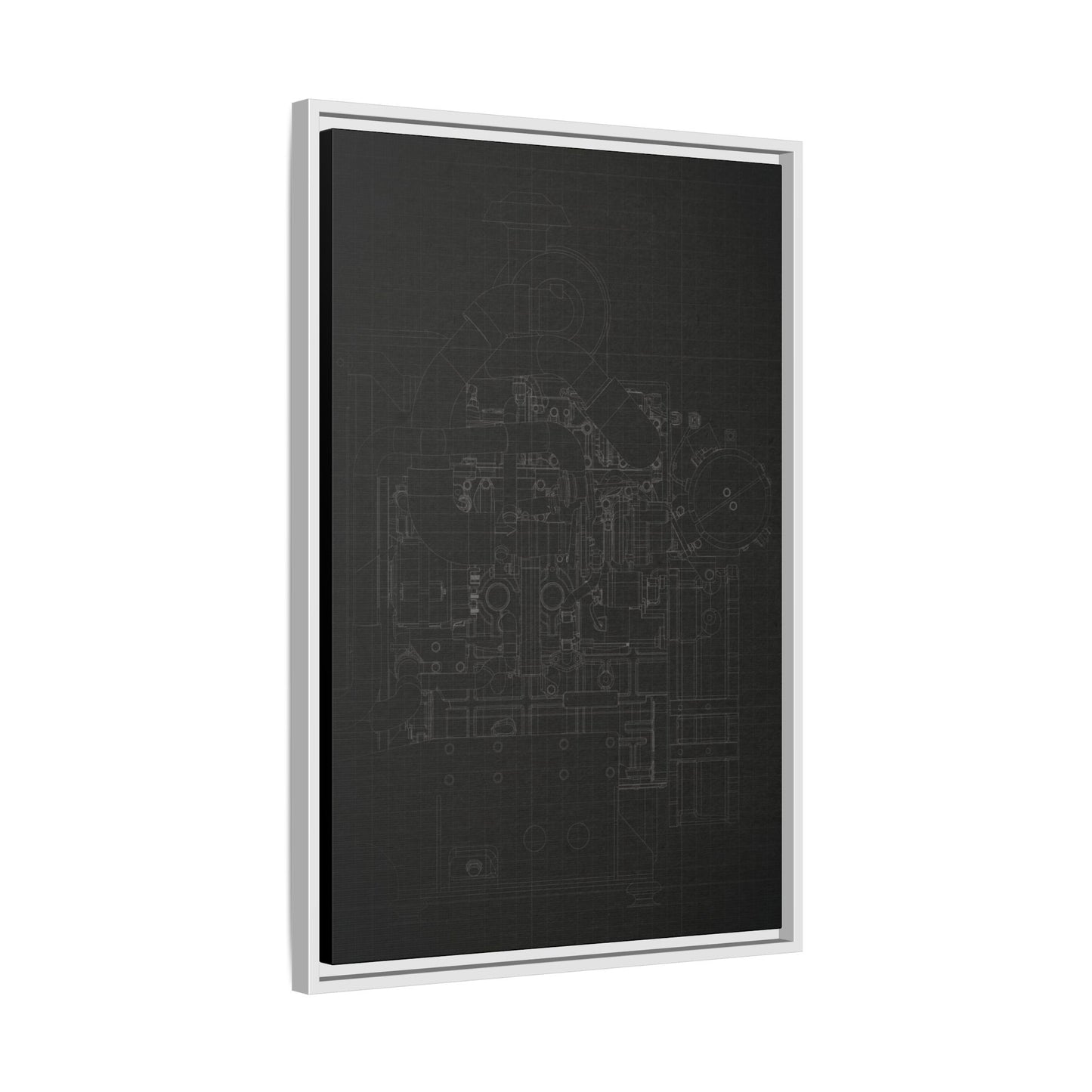 Heavy Equipment Engine Schematic Drawing – Framed Wall Art on Canvas