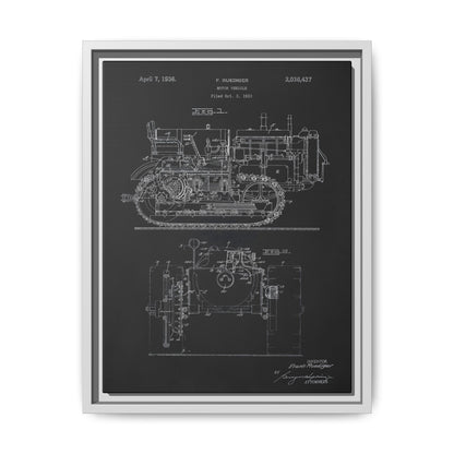 Vintage Dozer Rudiger Patent Drawing, Framed Wall Art on Canvas